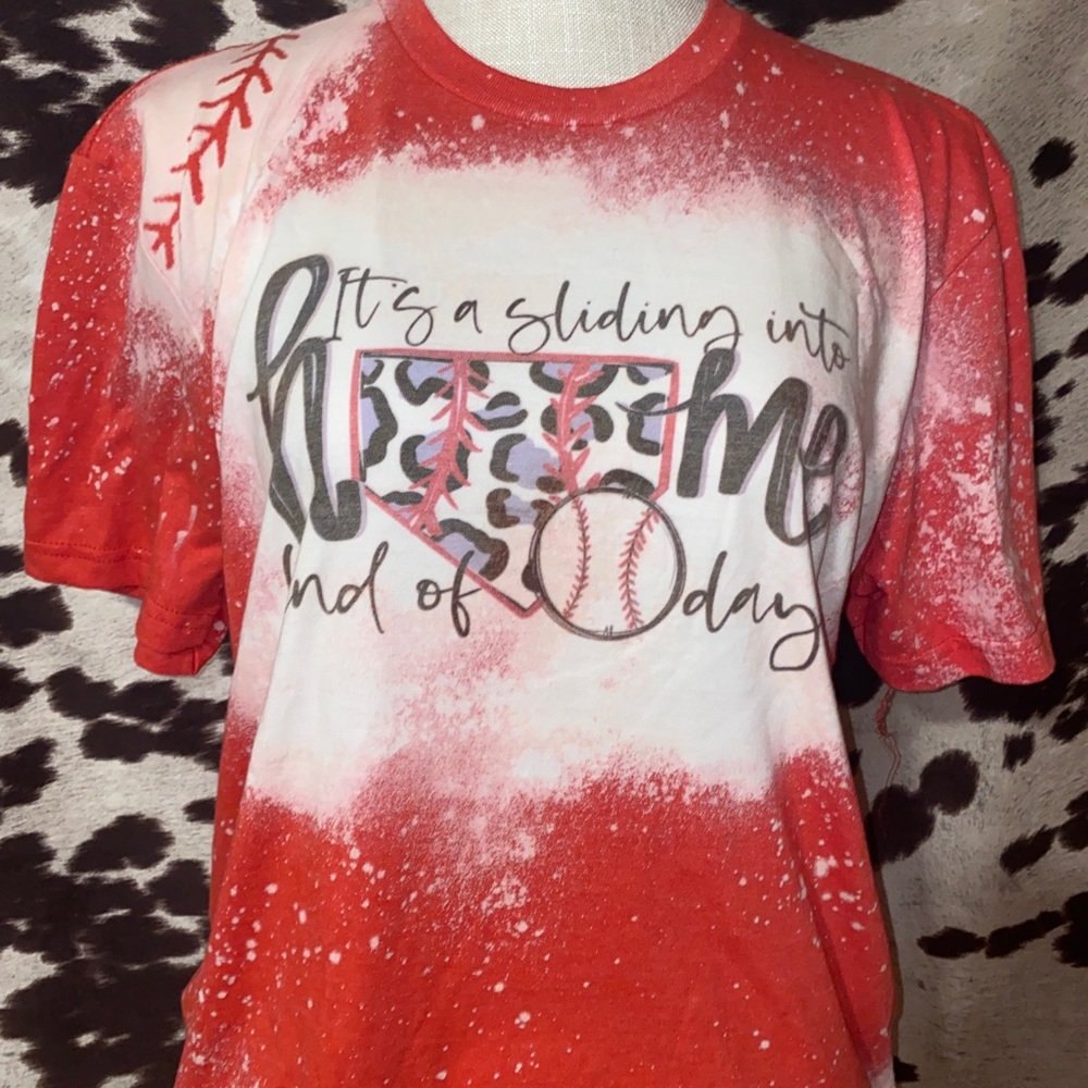 Baseball tee bleached.